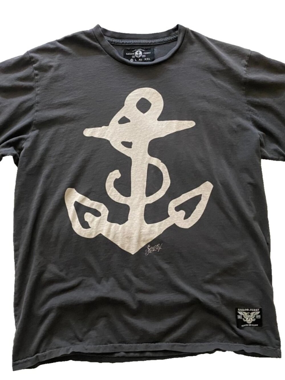 Y2K Sailor Jerry Death or Glory Signature Anchor Tattoo Tee